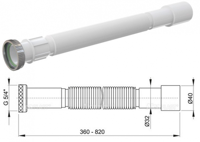 �������� ������ ����� (�����) 5/4"x32/40 � ������������� ������ flexi+ AlcaPLAST �� �������� �����������