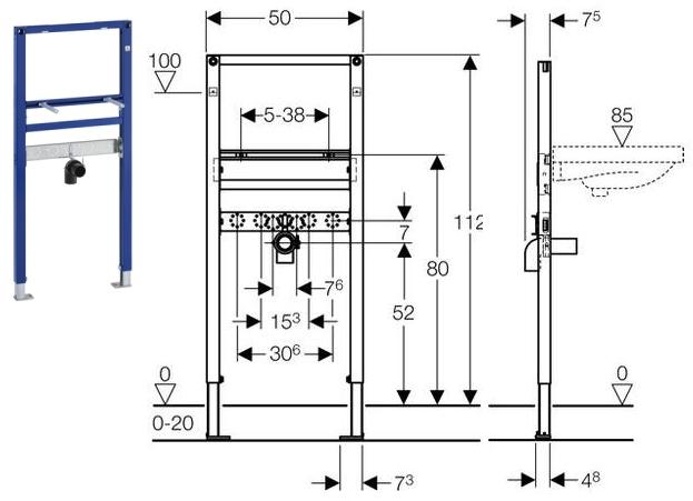 �������� ����������� ��� ���������� �����������, Geberit Duofix 111.434.00.1, ������ 112 ��. �� �������� �����������