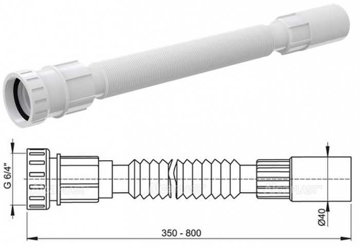 �������� ������ ����� (�����) 6/4"x40 AlcaPLAST �� �������� �����������