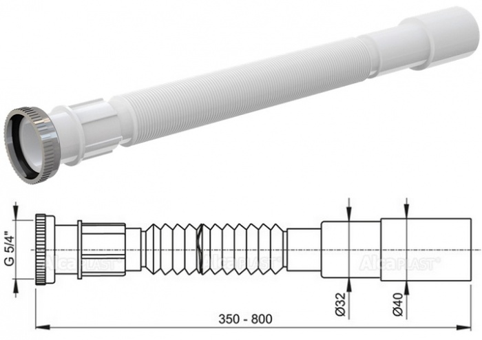 �������� ������ ����� (�����) 5/4"x32/40 � ������������� ������ AlcaPLAST �� �������� �����������